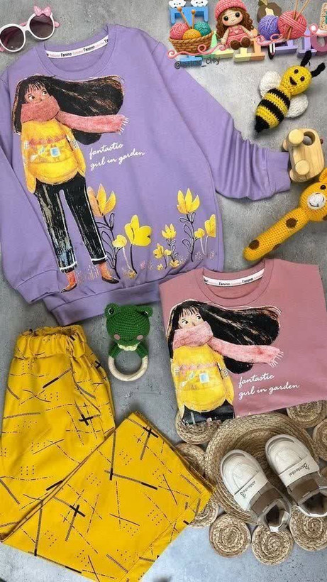 ست بلوز و شلوار دختر شال گردنی🧣