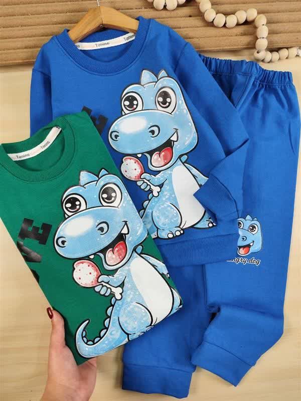 ست بلوز و شلوار دایناسور آبی🦖