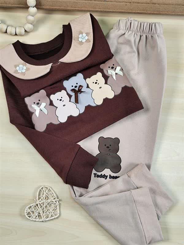 ست بلوز و شلوار یقه گل و تدی🐻